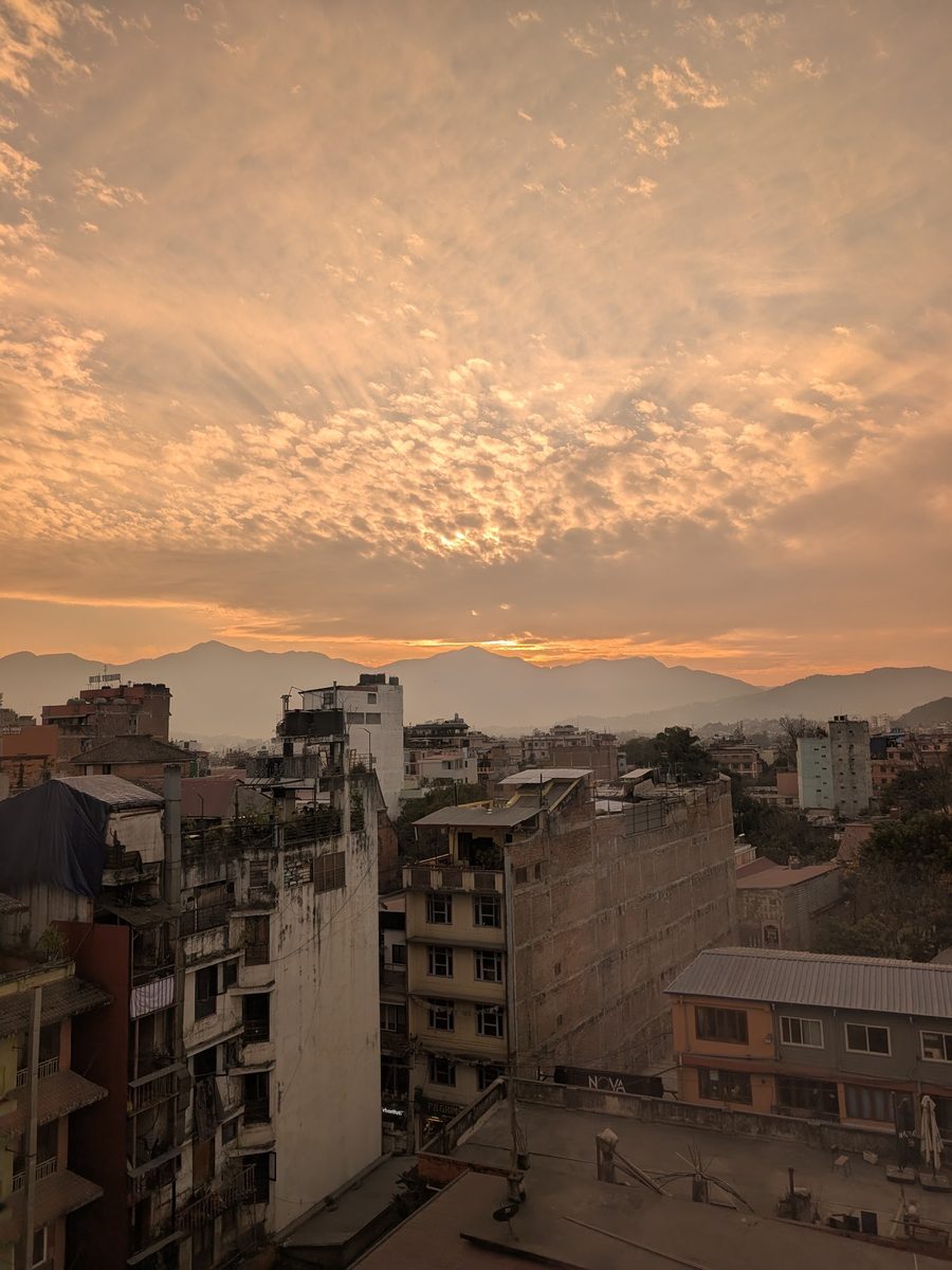 Sunset over the rooftops of Kathmandu